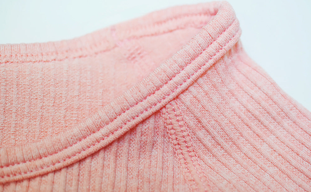 2 Piece Set Women Ribbed Seamless Long Sleeve Yoga Sets Workout Women's High Waist Sports Legging Long Sleeve Top The Clothing Company Sydney