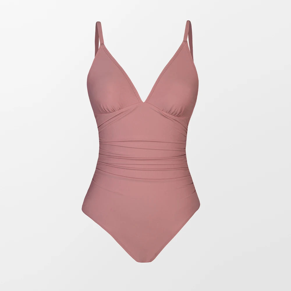 Deep V Neck One-piece Swimsuit Women Removable Bra PMonokini Summer Beach Swimwear - The Clothing Company Sydney