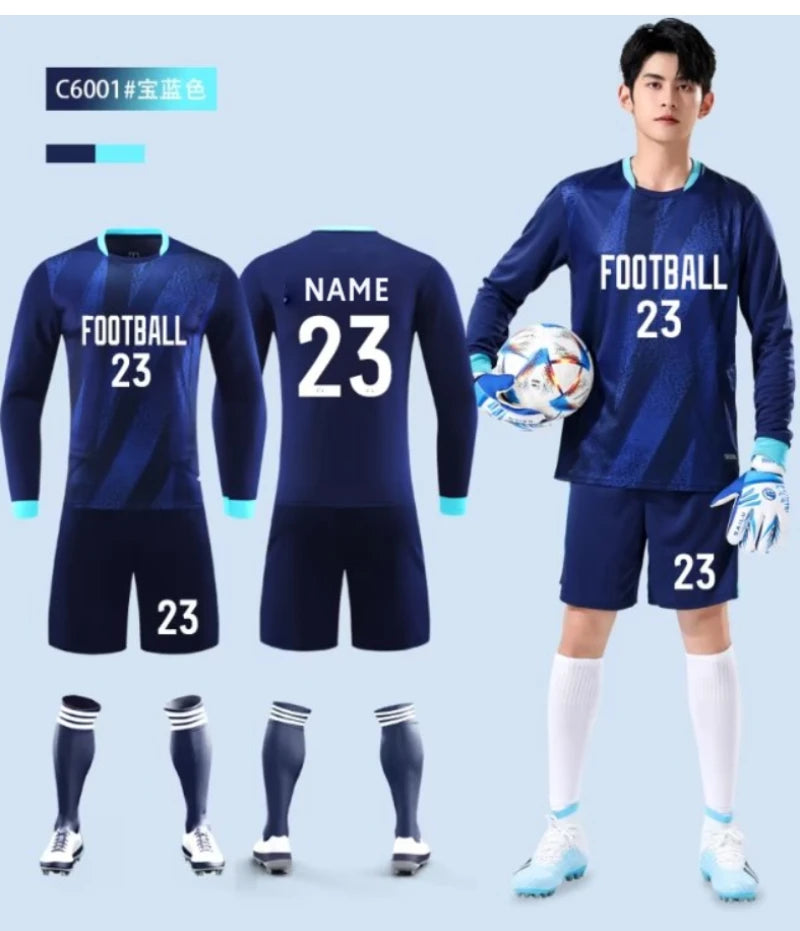 Goalkeeper Football Jersey Suit for Kids Adults Personalized Custom Boys Girls Men's Womens Print Long Sleeve Soccer Uniforms - The Clothing Company Sydney