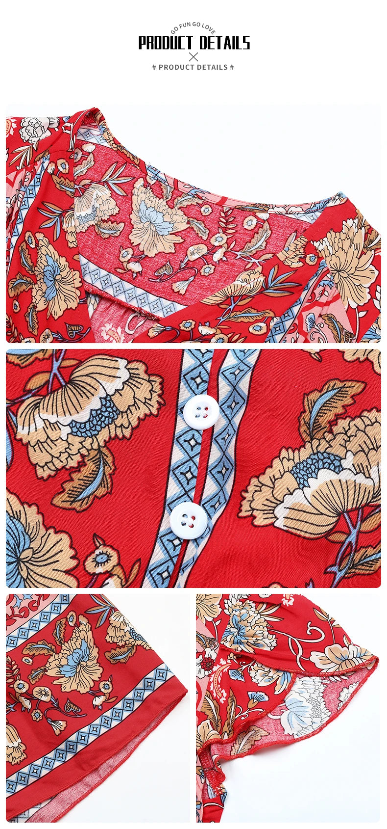 Short Sleeves V Neck Vintage Floral Boho Printed Slit Midi Dresses A Line Bohemian Summer Beach Dress - The Clothing Company Sydney