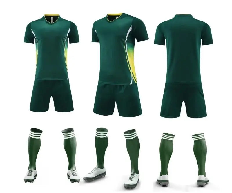 Mens Football Jersey Set Short Sleeve Round Neck Customized Soccer Kits Womens Training Suit - The Clothing Company Sydney