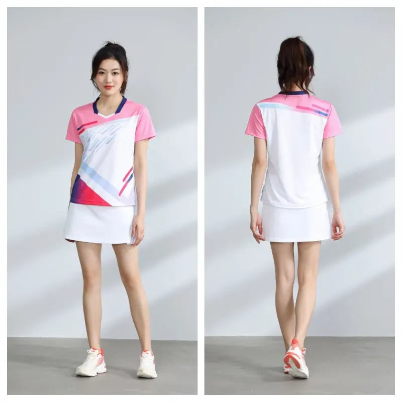 Women's Table Tennis Pastel T-shirts 3D Graphic Printed Badminton Clothes Quick-Drying Jersey