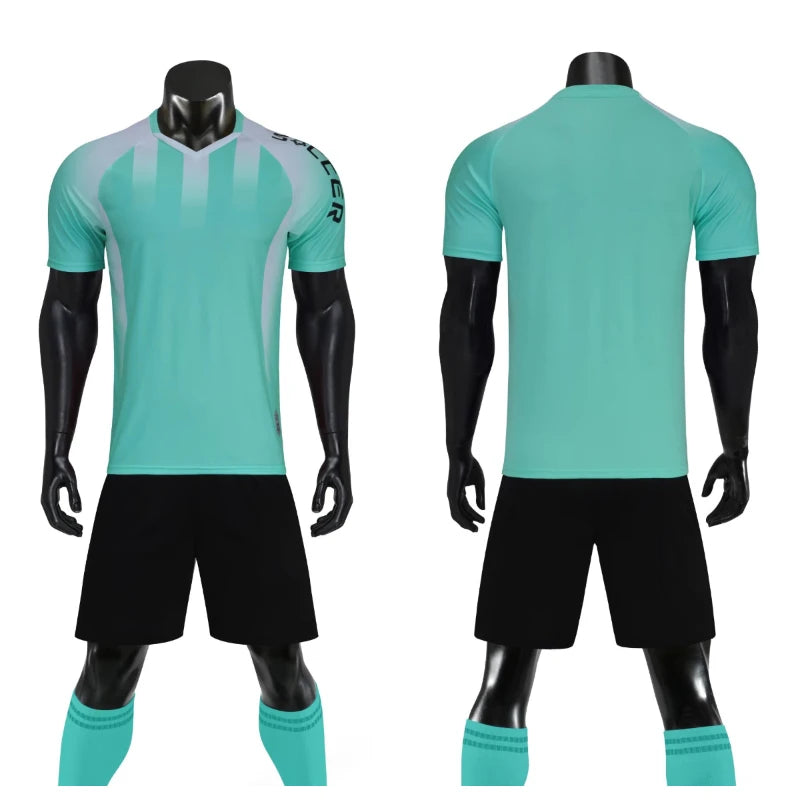 Men's Women's Kids Football Jersey Shorts Set Custom Soccer Uniform Outfit Kids School Team Training Kit The Clothing Company Sydney