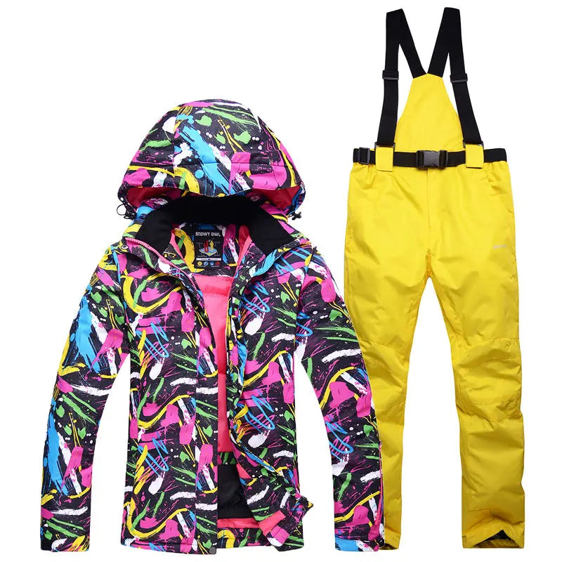 Women's Snow Suit Winter Outdoor Snowboarding Clothing Waterproof Skiing Costume Sets Jackets + Belt Pants - The Clothing Company Sydney