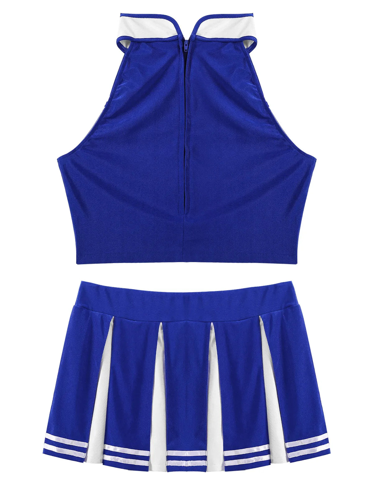 Women's Cheerleading Costume Uniform Carnival Cosplay Outfit Stand Collar Sleeveless Crop Top with Mini Pleated Skirt - The Clothing Company Sydney