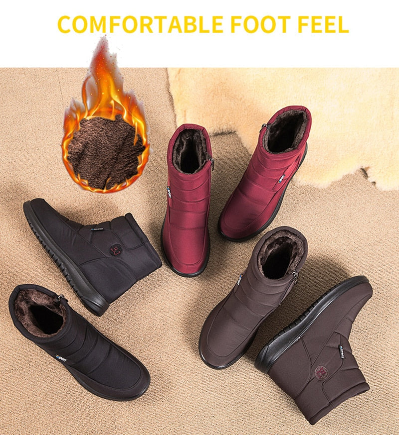 Thick Plush Winter Boots for Women Non-slip Waterproof Snow Boots Flat Heels Warm Cotton Padded Shoes The Clothing Company Sydney