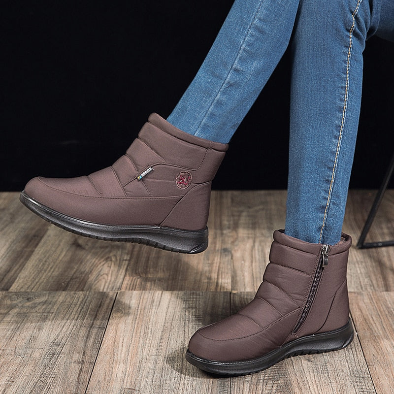 Thick Plush Winter Boots for Women Non-slip Waterproof Snow Boots Flat Heels Warm Cotton Padded Shoes The Clothing Company Sydney