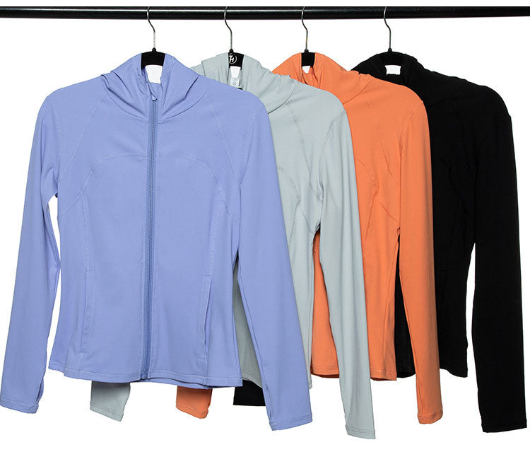 2 Piece Women's Hooded Jacket Long Sleeve With Thumb Holes Workout Yoga Shirt Outdoor Running Coat Gym Sweatshirt The Clothing Company Sydney