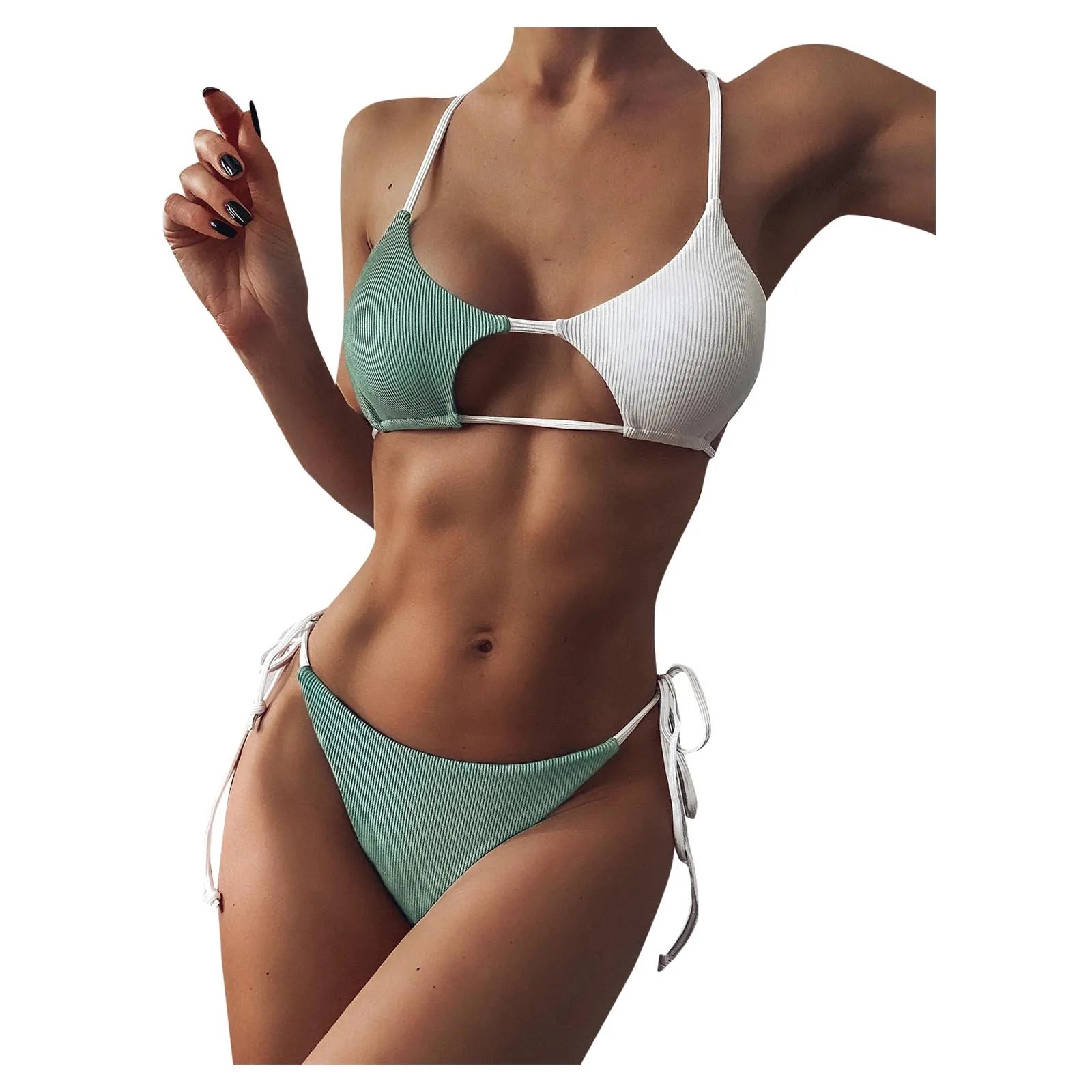 Women's Swimwear Lingerie Set Swimsuit Striped Push Up High Cut High Waist Halter Bikini Set Two Piece Swimsuit The Clothing Company Sydney