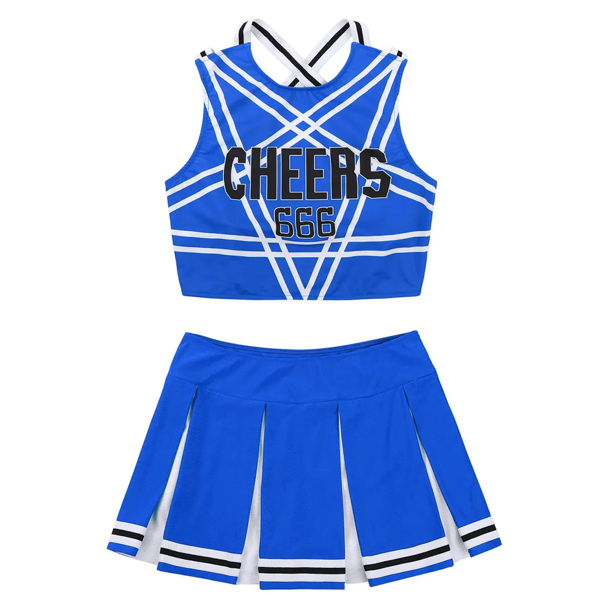 Women's Cheerleading Uniform Set Sleeveless Crop Top with Mini Pleated Skirt Cosplay Sports Stage Outfits - The Clothing Company Sydney