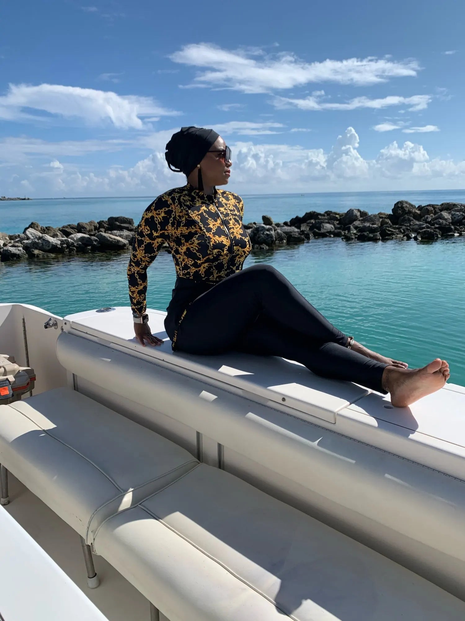 3 Piece Long Sleeve solid black Full Body  Swimwear Women's Swimsuit The Clothing Company Sydney