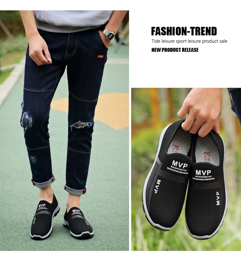 Summer Mesh Casual Shoes Breathable Slip on Mens Loafers Lightweight Sneakers Non-slip Walking Shoes The Clothing Company Sydney