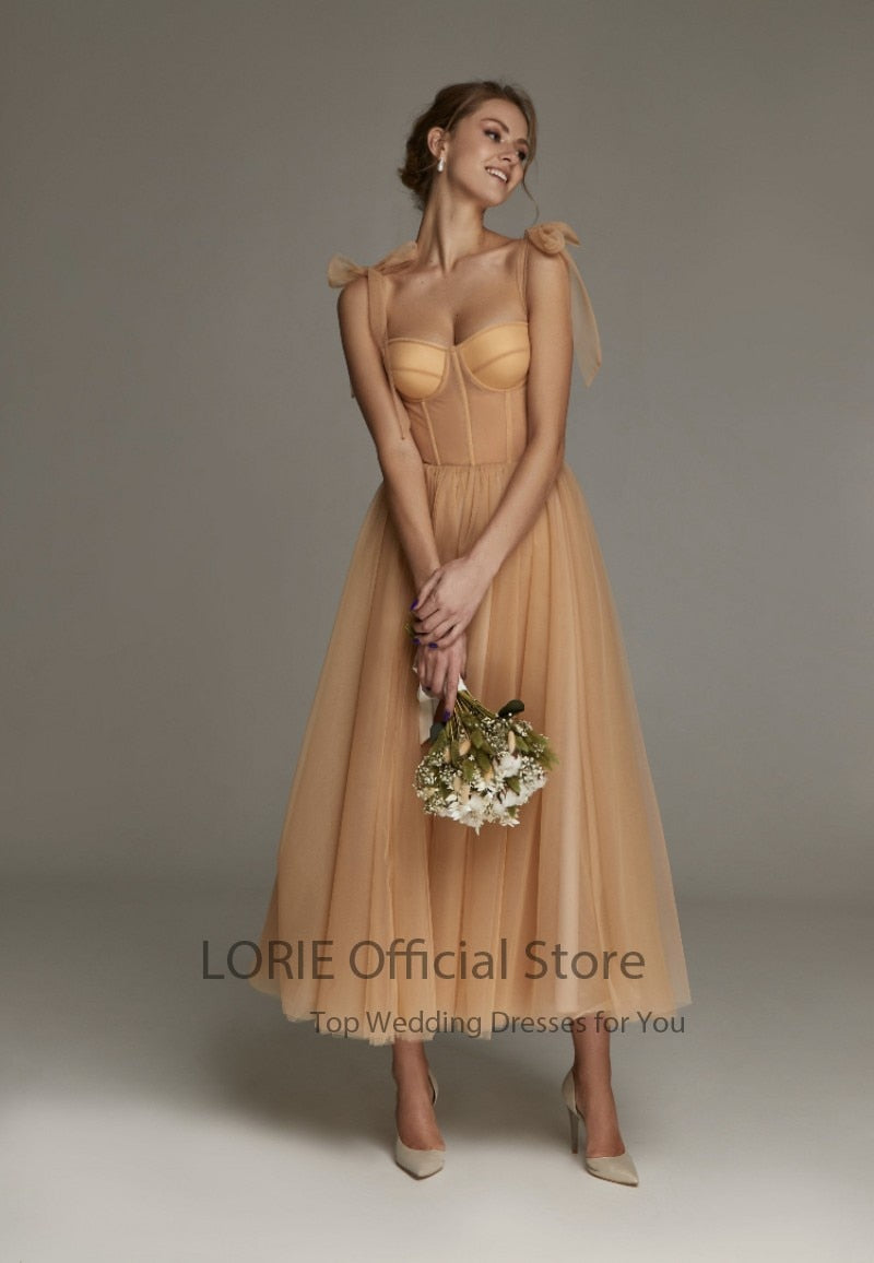 Short Wedding Dresses Modern Boning Spaghetti Strap A Line Tea Length White Bridal Gown The Clothing Company Sydney