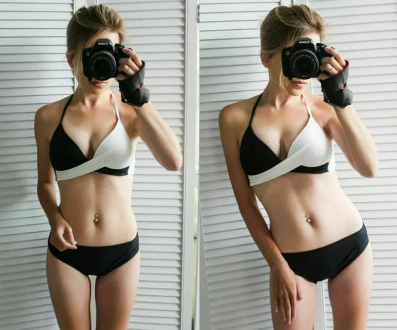 2 Piece Push Up Swimwear Women Swimsuits Bathing Suit Halter Leaf Print Beach Wear Bikini Set The Clothing Company Sydney