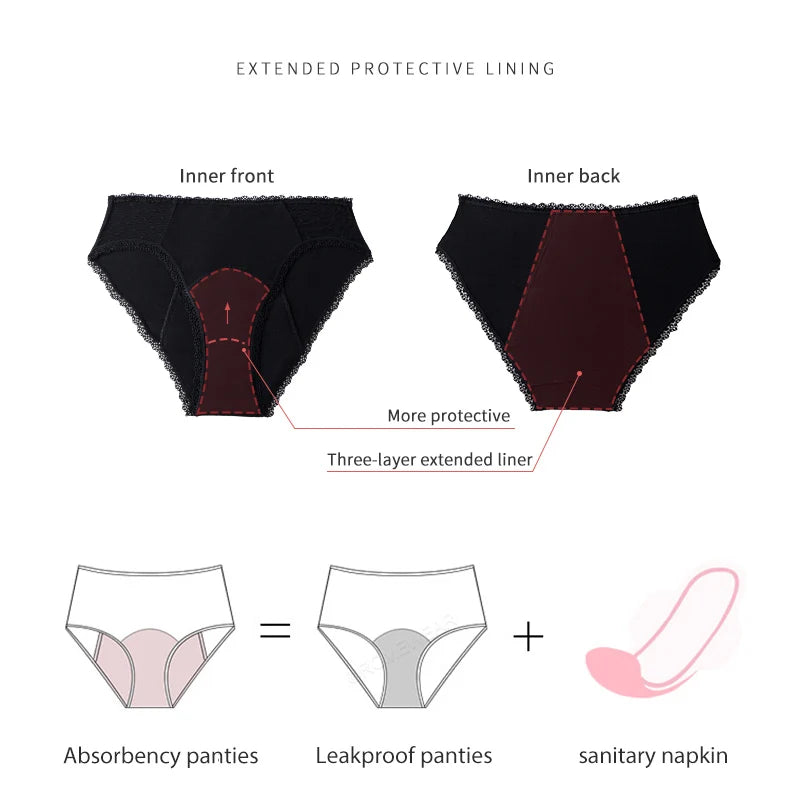 Menstrual Panties For Women Period Underwear 4 Layer Plus Size Heavy Flow Absorbency Leakproof Physiological Sanitary Lingerie - The Clothing Company Sydney