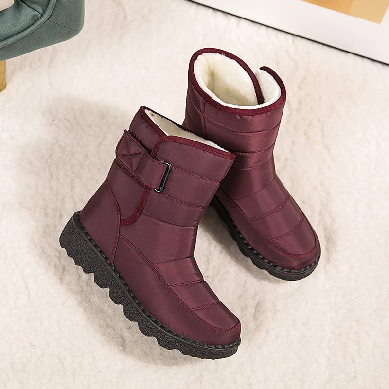 Non Slip Waterproof Snow Boots Women's Thick Plush Winter Ankle Boots Cotton Padded Shoes - The Clothing Company Sydney