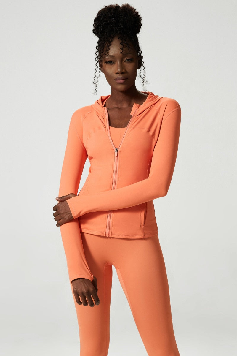 2 Piece Women's Hooded Jacket Long Sleeve With Thumb Holes Workout Yoga Shirt Outdoor Running Coat Gym Sweatshirt The Clothing Company Sydney