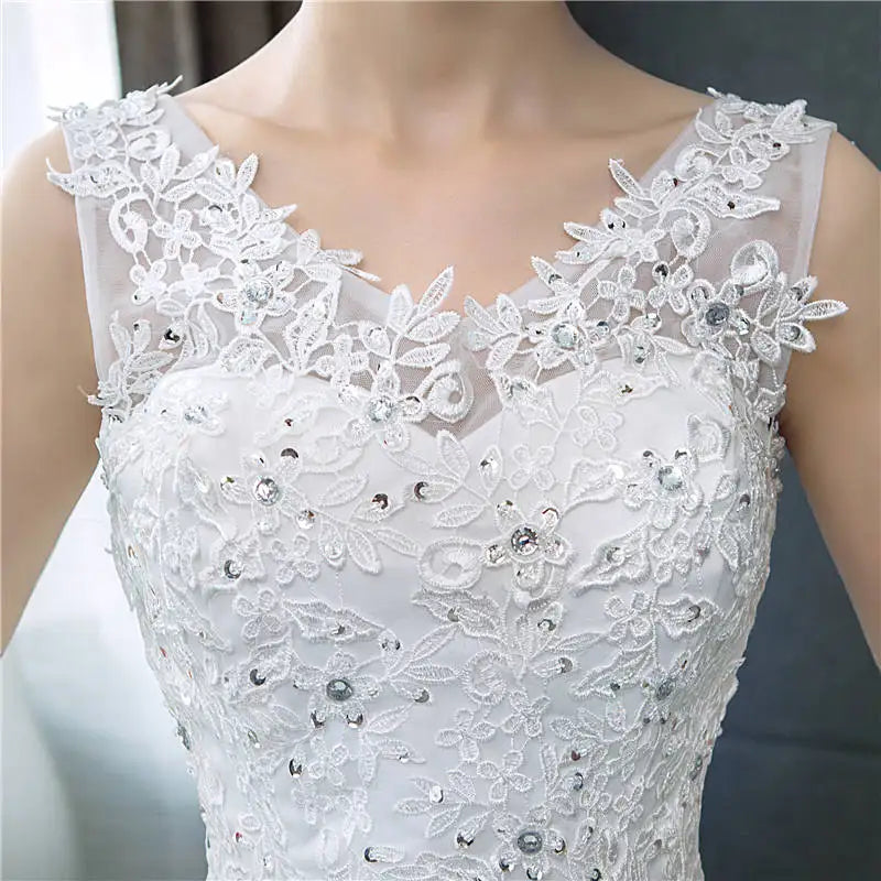 V-neck Wedding Dresses Off White Sequined Wedding Gown - The Clothing Company Sydney