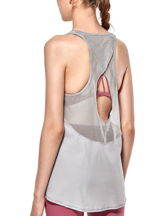 Women's Vest Tops Activewear Mesh Workout Sports Racerback Tank Tops Sleeveless Back Hollow Out Pullover T-shirt The Clothing Company Sydney