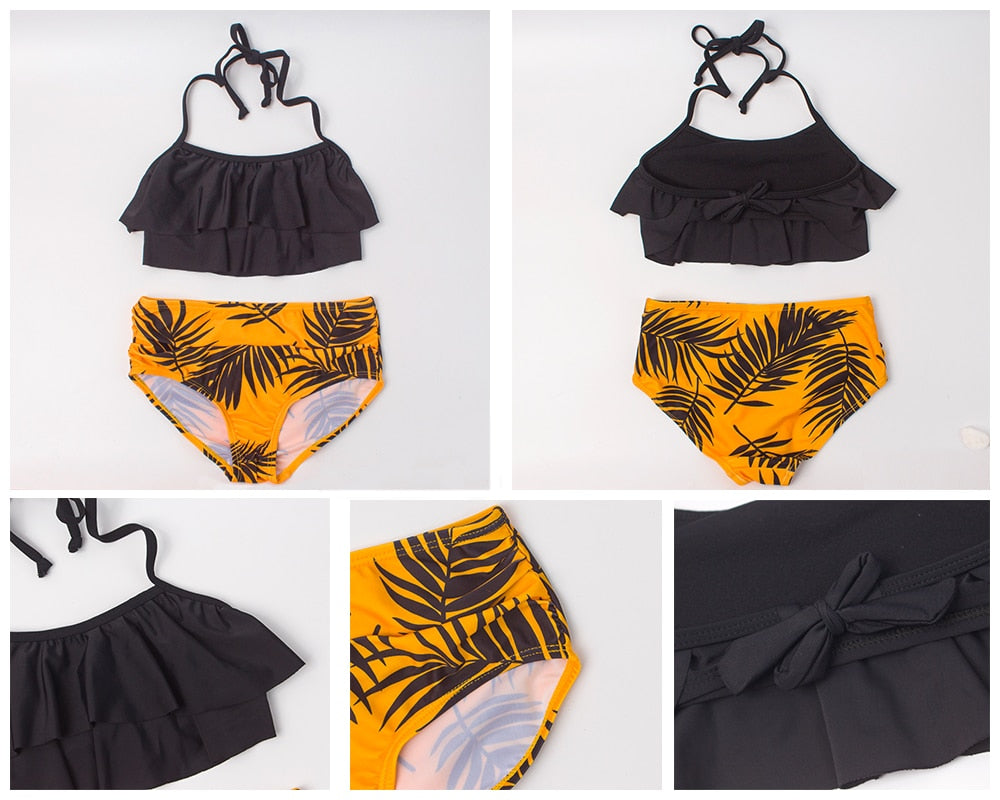 2 Piece Kids Swimwear Swimsuit Print Girls Kid Bikini Set 5-14 Years Children Bandage Swimming Suit Beachwear The Clothing Company Sydney