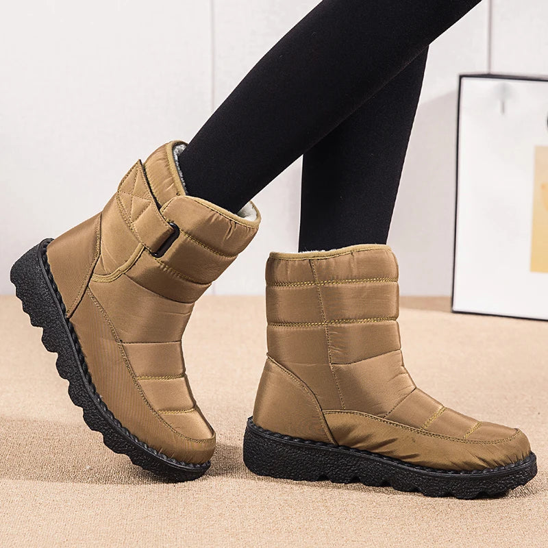 Non Slip Waterproof Snow Boots Women's Thick Plush Winter Ankle Boots Cotton Padded Shoes - The Clothing Company Sydney