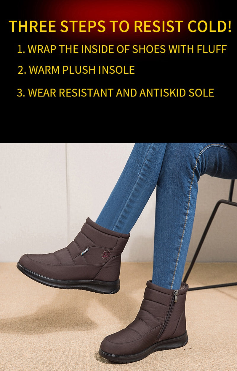 Thick Plush Winter Boots for Women Non-slip Waterproof Snow Boots Flat Heels Warm Cotton Padded Shoes The Clothing Company Sydney