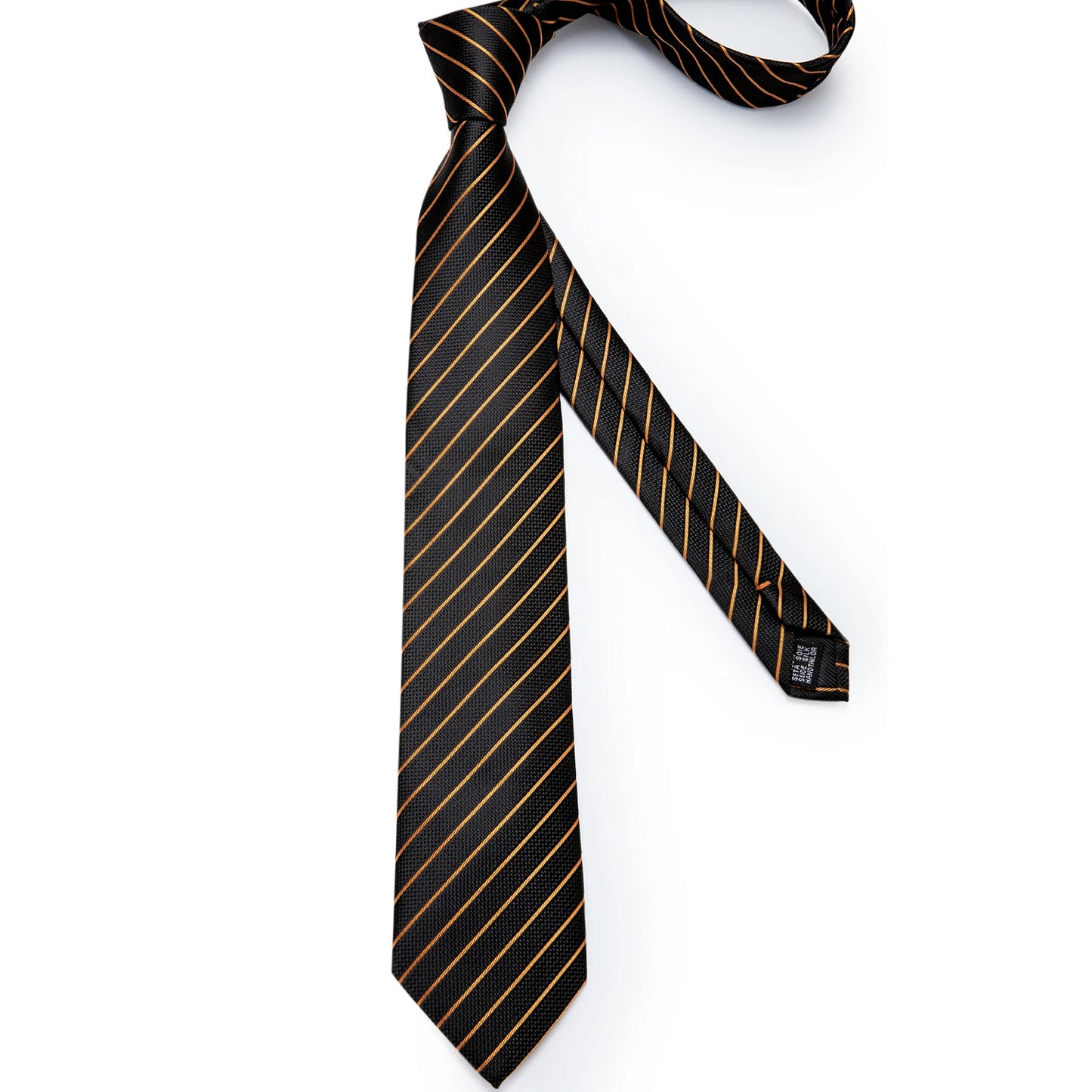 Fashion Men's Tie Luxury Gold Blue Black Striped Paisley Silk Wedding Tie For Men Designer Hanky Cufflinks Gift Tie Set - The Clothing Company Sydney