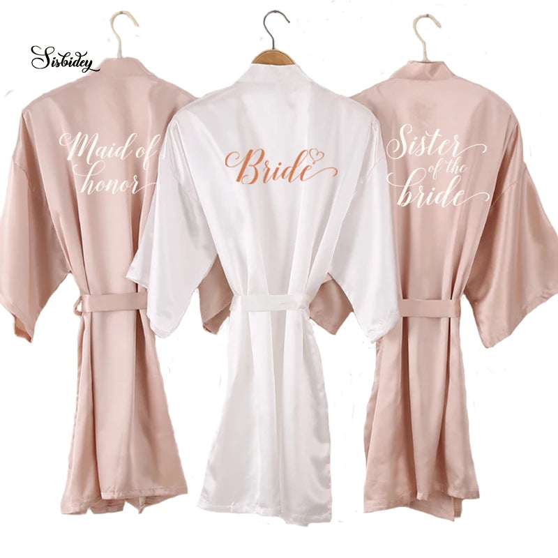 Champagne bathrobe bride bridal party sister team shower sleepwear bridesmaid wedding short robes - The Clothing Company Sydney