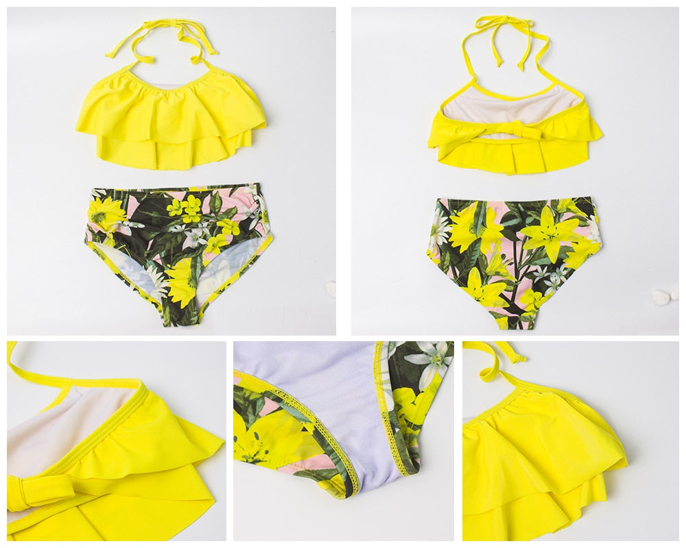 2 Piece Kids Swimwear Swimsuit Print Girls Kid Bikini Set 5-14 Years Children Bandage Swimming Suit Beachwear The Clothing Company Sydney