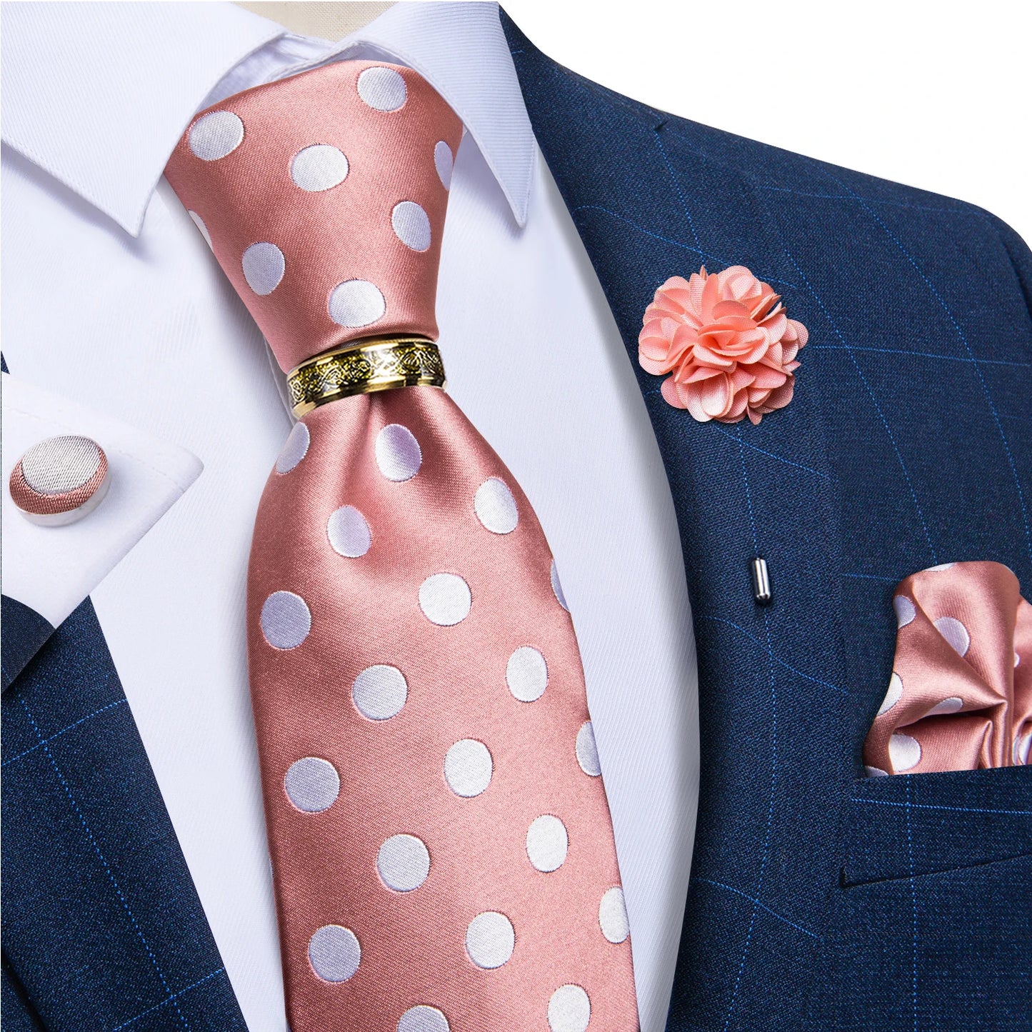 Men's Ties 8cm Wide Silk Neck Tie For Wedding Party Accessories Pocket Square Cufflinks Brooch Pin Set - The Clothing Company Sydney