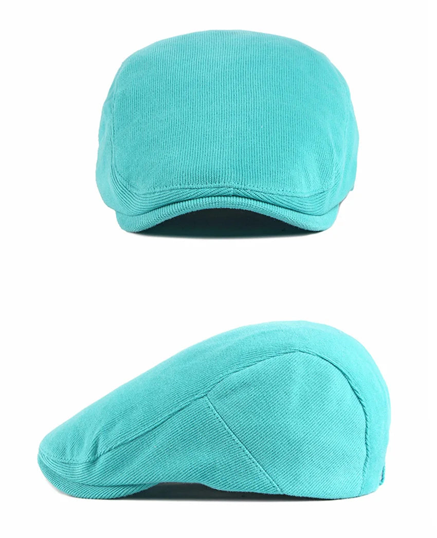 Spring Autumn Berets Hat Men's knitting Visor Cap Casual Fashion Women Beret Solid Yellow Blue Peaked Flat Cap Duckbill Hat - The Clothing Company Sydney