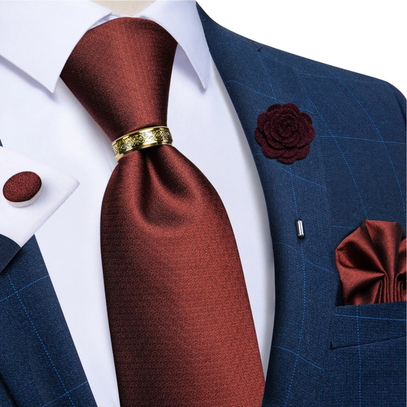 Men's Ties 8cm Wide Silk Neck Tie For Wedding Party Accessories Pocket Square Cufflinks Brooch Pin Set - The Clothing Company Sydney