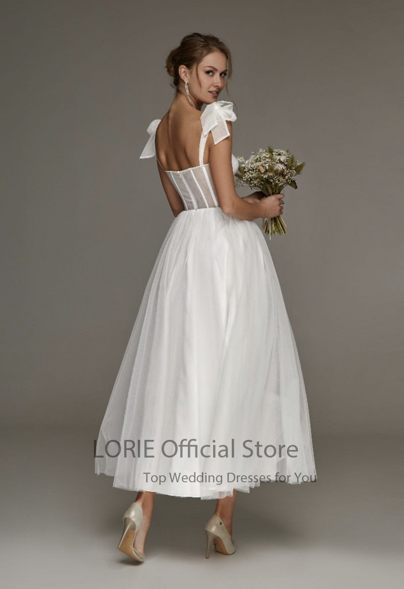 Short Wedding Dresses Modern Boning Spaghetti Strap A Line Tea Length White Bridal Gown The Clothing Company Sydney
