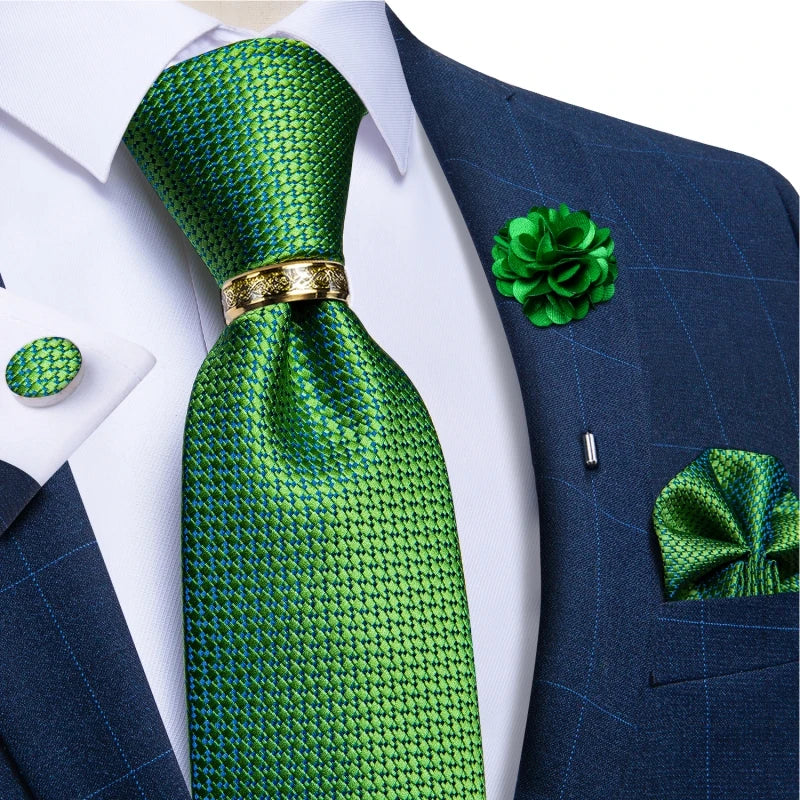 Men's Ties 8cm Wide Silk Neck Tie For Wedding Party Accessories Pocket Square Cufflinks Brooch Pin Set - The Clothing Company Sydney