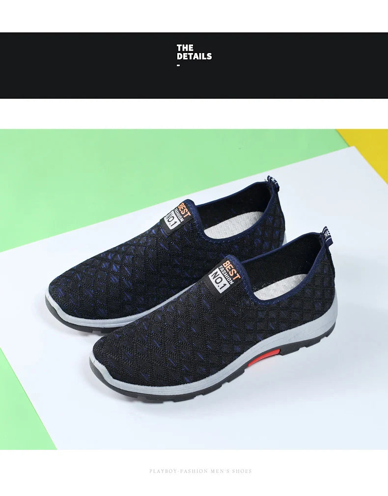 Summer Mesh Casual Shoes Breathable Slip on Mens Loafers Lightweight Sneakers Non-slip Walking Shoes The Clothing Company Sydney