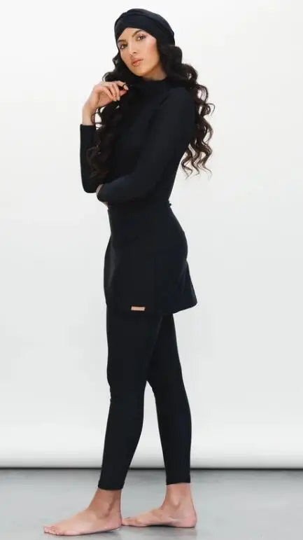 3 Piece Long Sleeve solid black Full Body Swimwear Women's Swimsuit The Clothing Company Sydney