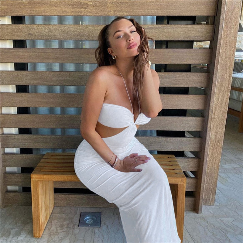 Summer Spaghetti Strap Halter Backless Maxi Dress Elegant Bandage Sleeveless Club Party Dresses Bodycon Dress The Clothing Company Sydney