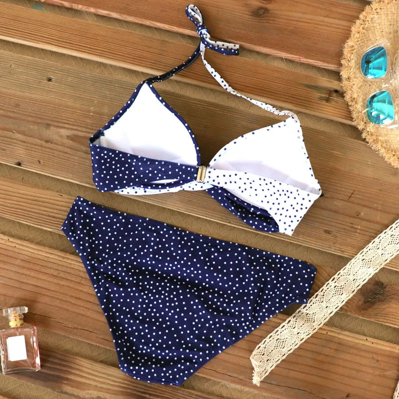 2 Piece Push Up Swimwear Women Swimsuits Bathing Suit Halter Leaf Print Beach Wear Bikini Set The Clothing Company Sydney