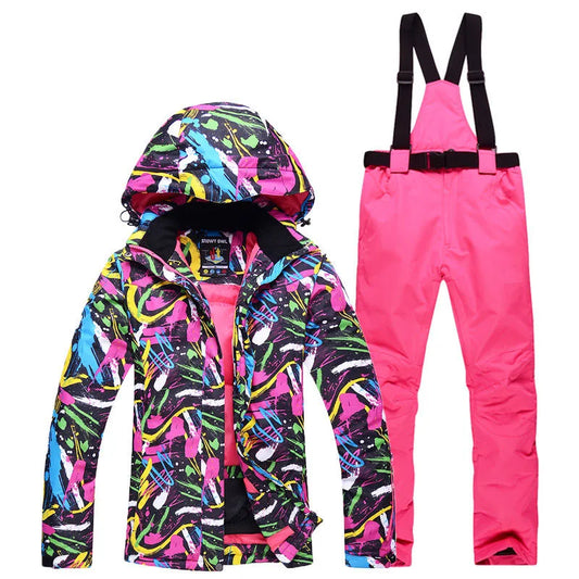 Women's Snow Suit Winter Outdoor Snowboarding Clothing Waterproof Skiing Costume Sets Jackets + Belt Pants - The Clothing Company Sydney