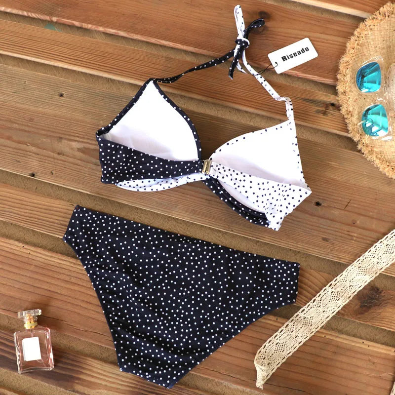 2 Piece Push Up Swimwear Women Swimsuits Bathing Suit Halter Leaf Print Beach Wear Bikini Set The Clothing Company Sydney