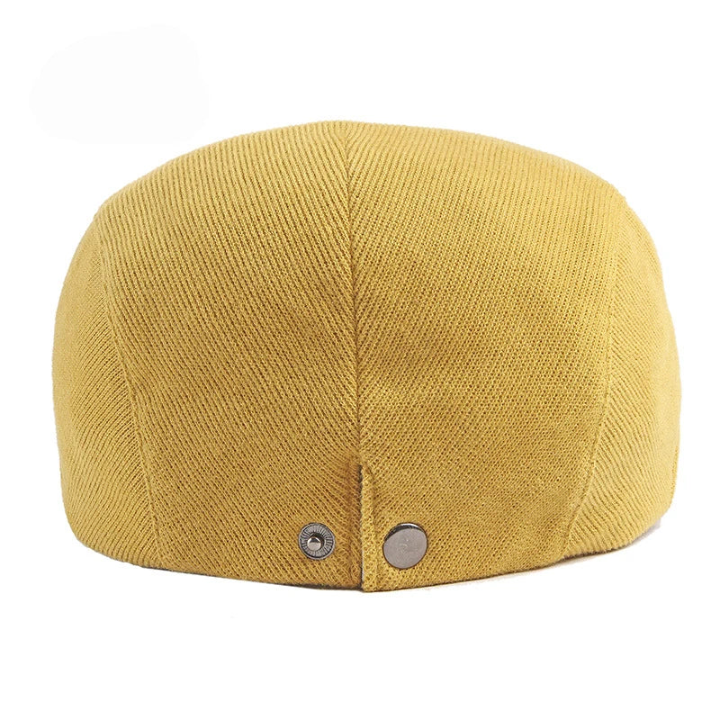 Spring Autumn Berets Hat Men's knitting Visor Cap Casual Fashion Women Beret Solid Yellow Blue Peaked Flat Cap Duckbill Hat - The Clothing Company Sydney
