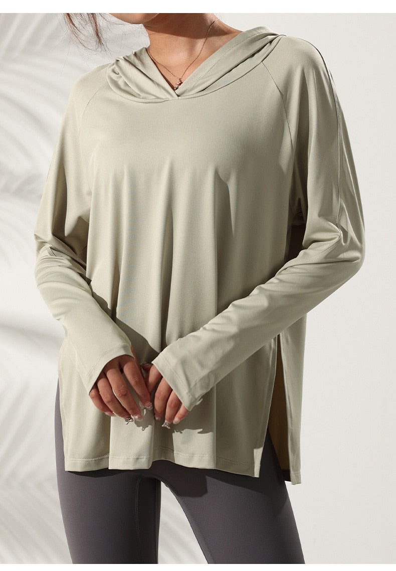 Hooded Training Running T-shirt Loose Fitness Clothing Gym Breathable Quick-dry Long Sleeved Yoga shirt Top The Clothing Company Sydney