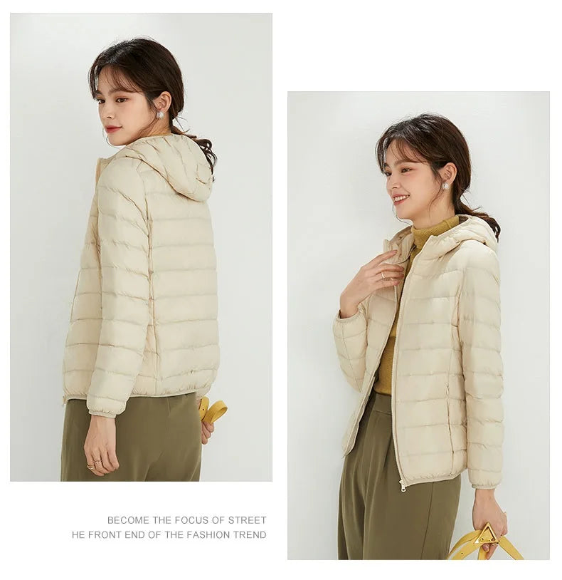 Matte Fabric Women's Duck Down Jacket Ultra Light Down Jacket Feather Jacket Overcoat Windbreaker Coat - The Clothing Company Sydney