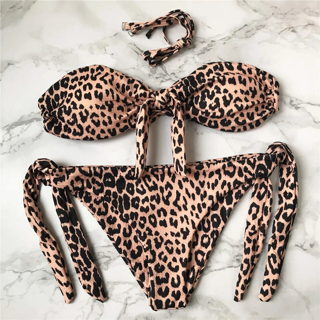 Polka Dot Knotted Bandeau Brazilian Bikini Women Swimwear Female Swimsuit Two-pieces Bikini set Bather Bathing Suit - The Clothing Company Sydney