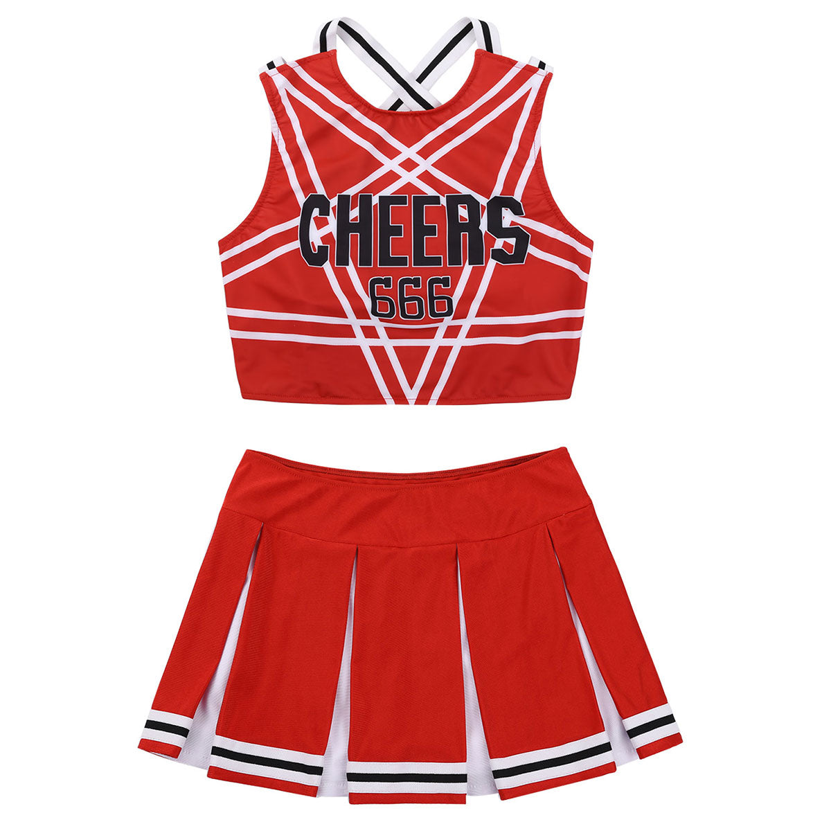 Women's Cheerleading Uniform Set Sleeveless Crop Top with Mini Pleated Skirt Cosplay Sports Stage Outfits - The Clothing Company Sydney