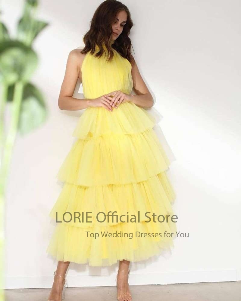 Baby Blue Prom Dresses High Neck Tiered Tulle Tea Length Backless Summer Wedding Party Gown Graduation Dress The Clothing Company Sydney