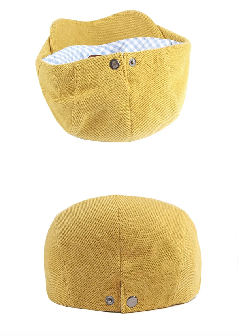 Spring Autumn Berets Hat Men's knitting Visor Cap Casual Fashion Women Beret Solid Yellow Blue Peaked Flat Cap Duckbill Hat - The Clothing Company Sydney