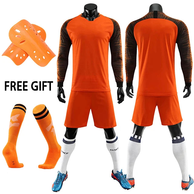 Kids Adult Goalkeeper Uniforms Suit Football Jerseys Men Boys Girls Women Long Sleeve Soccer Jerseys Set with socks+Shin guards The Clothing Company Sydney