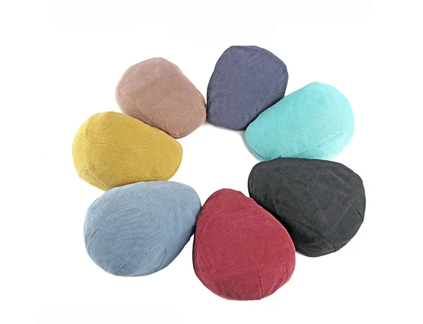 Spring Autumn Berets Hat Men's knitting Visor Cap Casual Fashion Women Beret Solid Yellow Blue Peaked Flat Cap Duckbill Hat - The Clothing Company Sydney