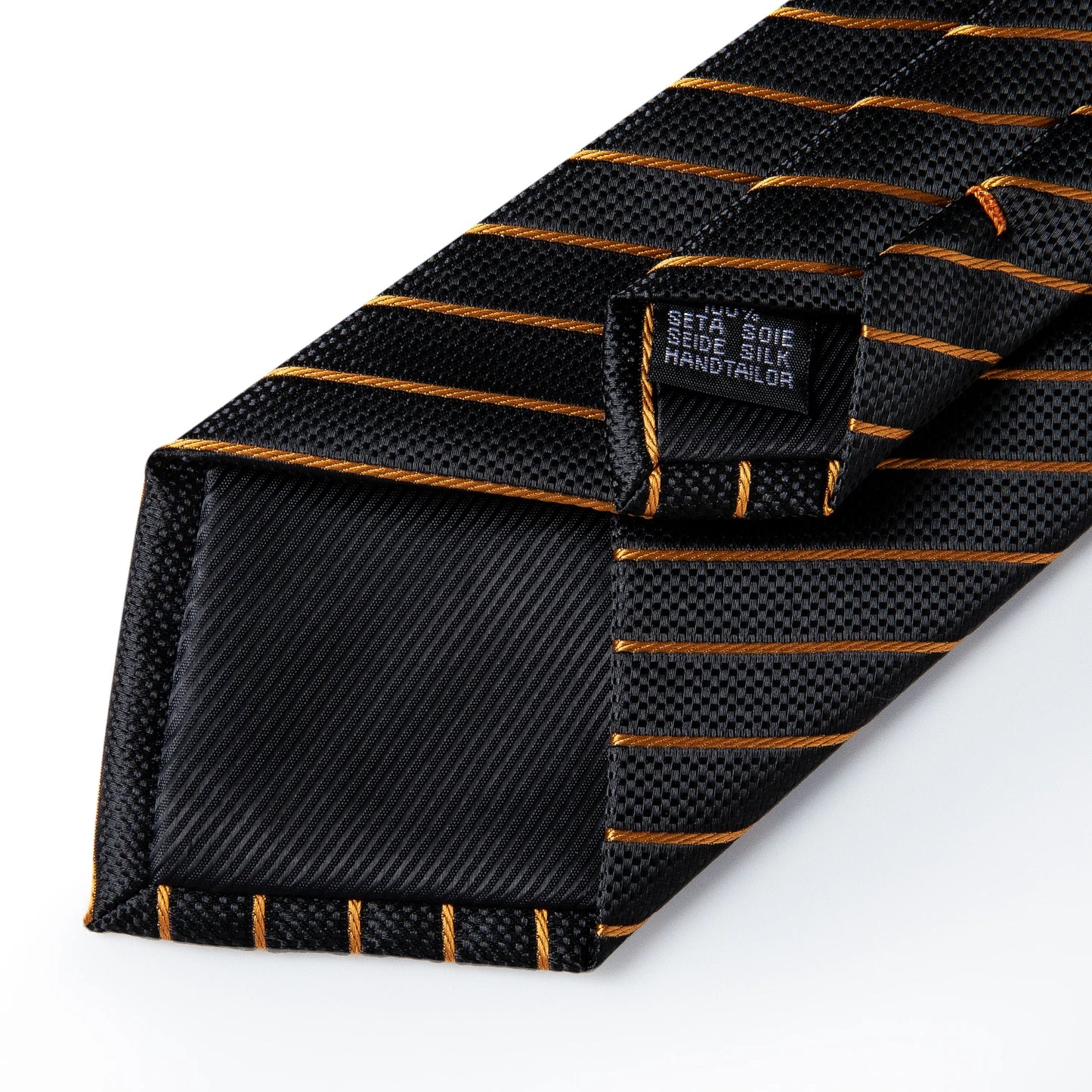 Fashion Men's Tie Luxury Gold Blue Black Striped Paisley Silk Wedding Tie For Men Designer Hanky Cufflinks Gift Tie Set - The Clothing Company Sydney